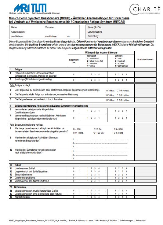MBSQ Muenchen Berlin Symptom Questionnaire