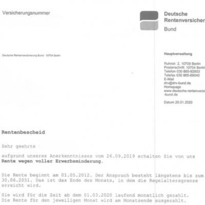 ME/CFS und Erwerbsunf&auml;higkeitsrente